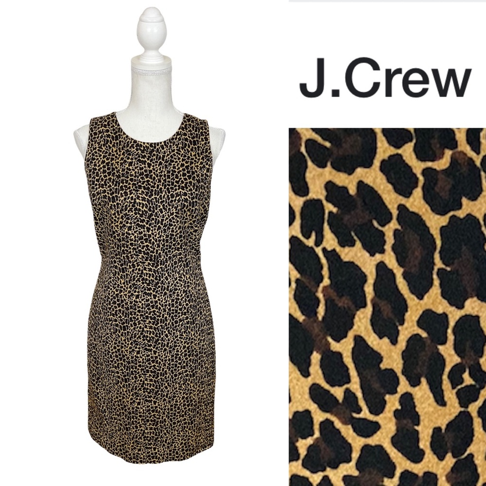 J.Crew Leopard Print Sheath Dress Sleeveless Size 4